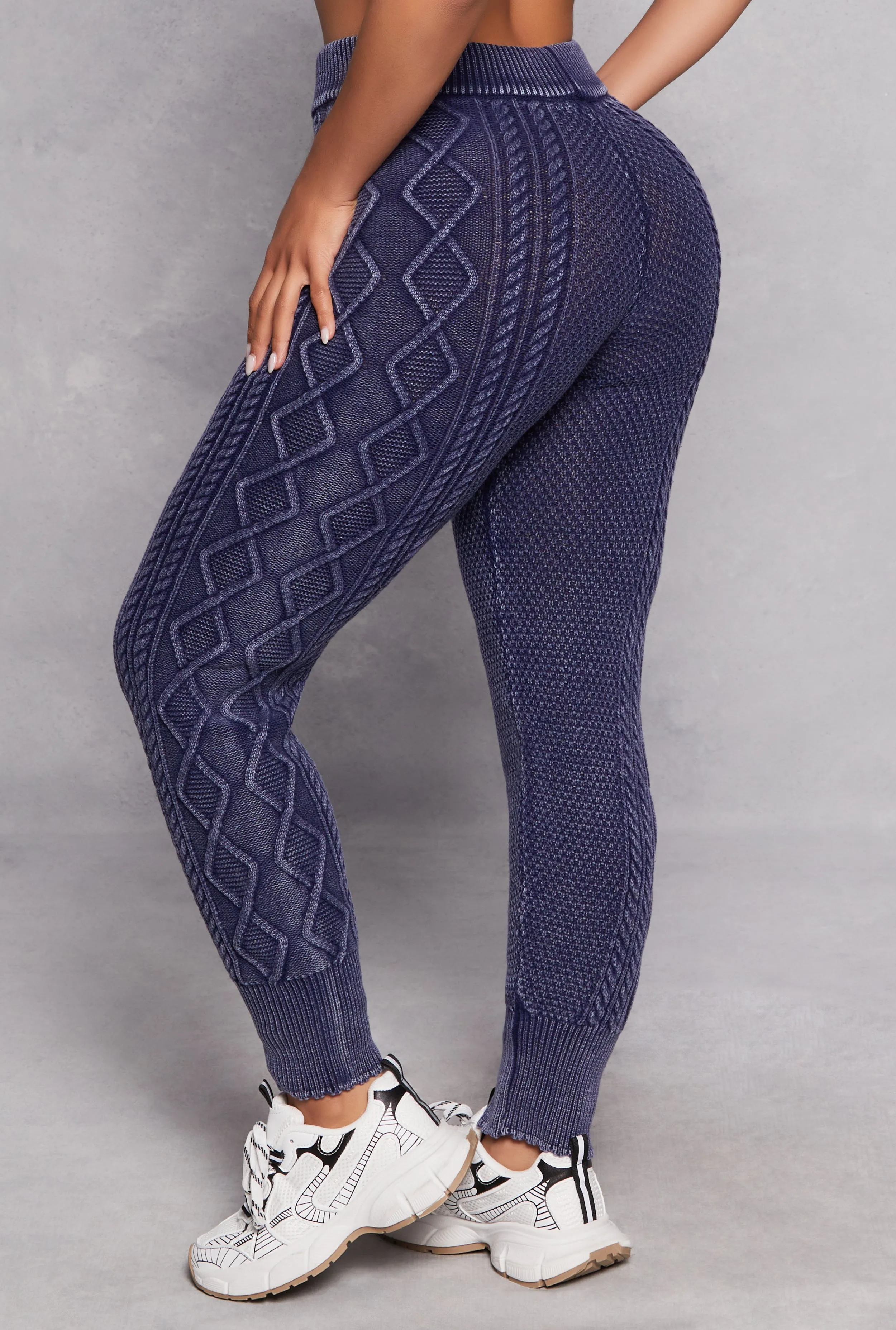 Acid Wash Cable Knit Joggers