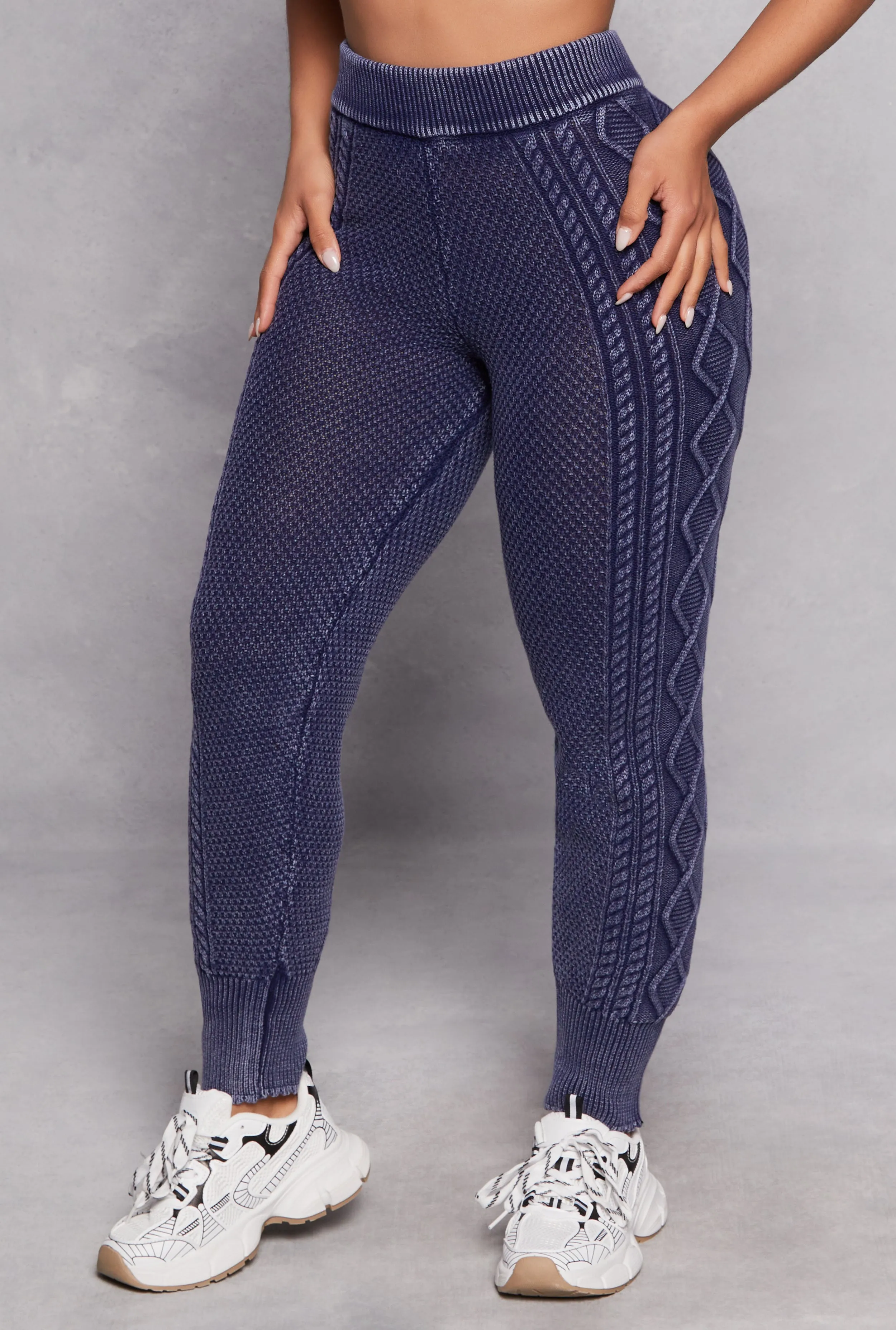 Acid Wash Cable Knit Joggers