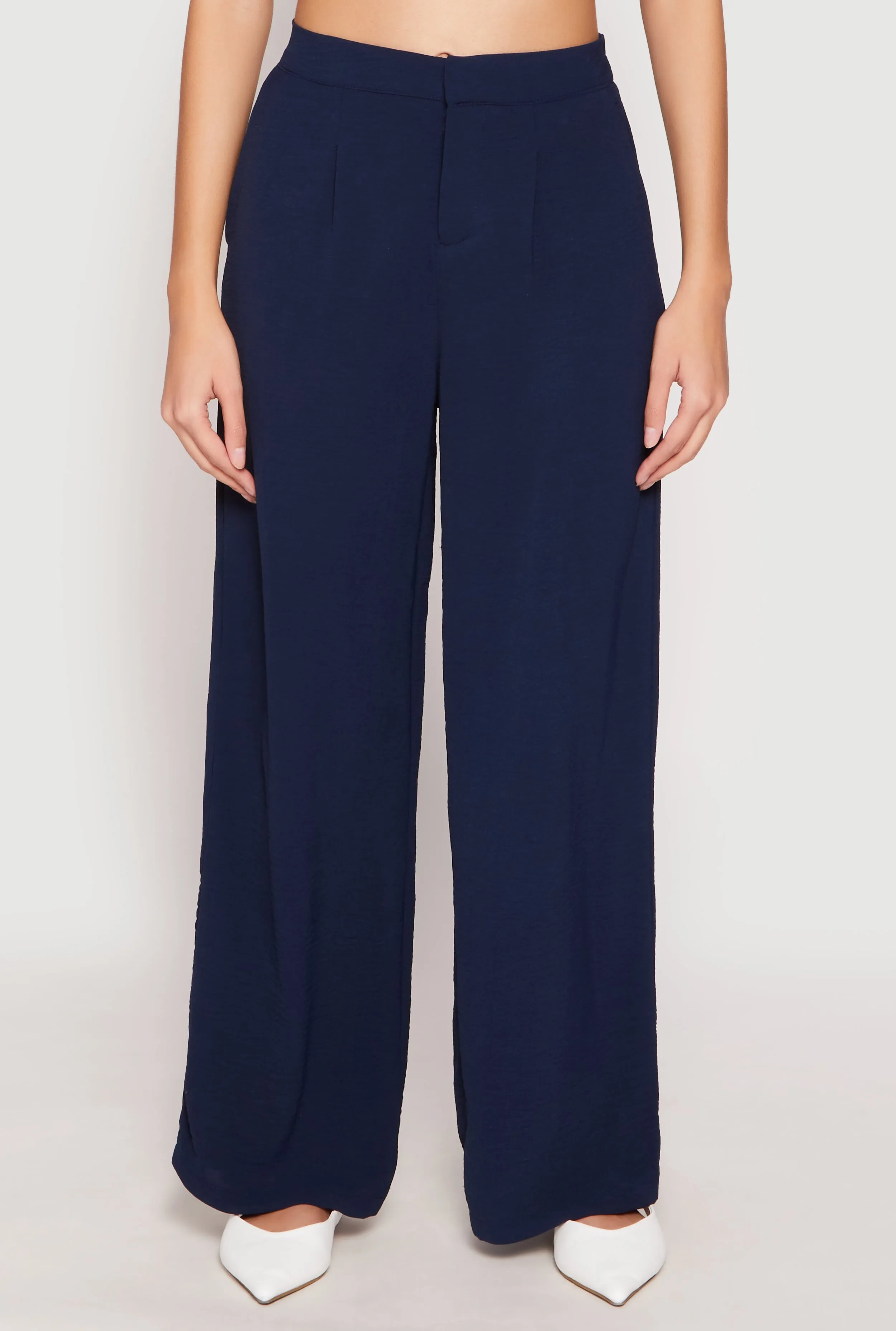 Airy Crepe Knit Wide Leg Dress Pants