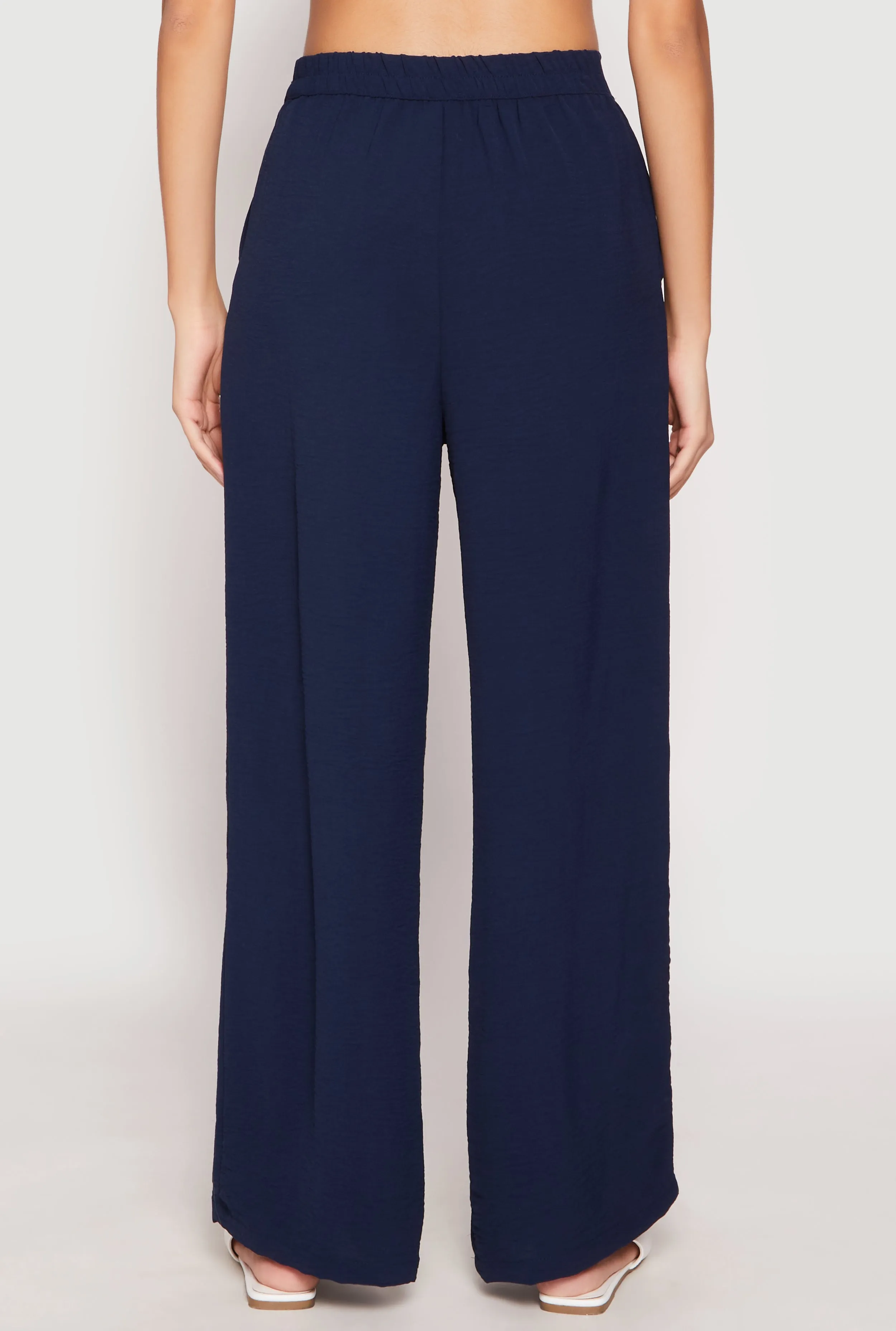 Airy Crepe Knit Wide Leg Dress Pants