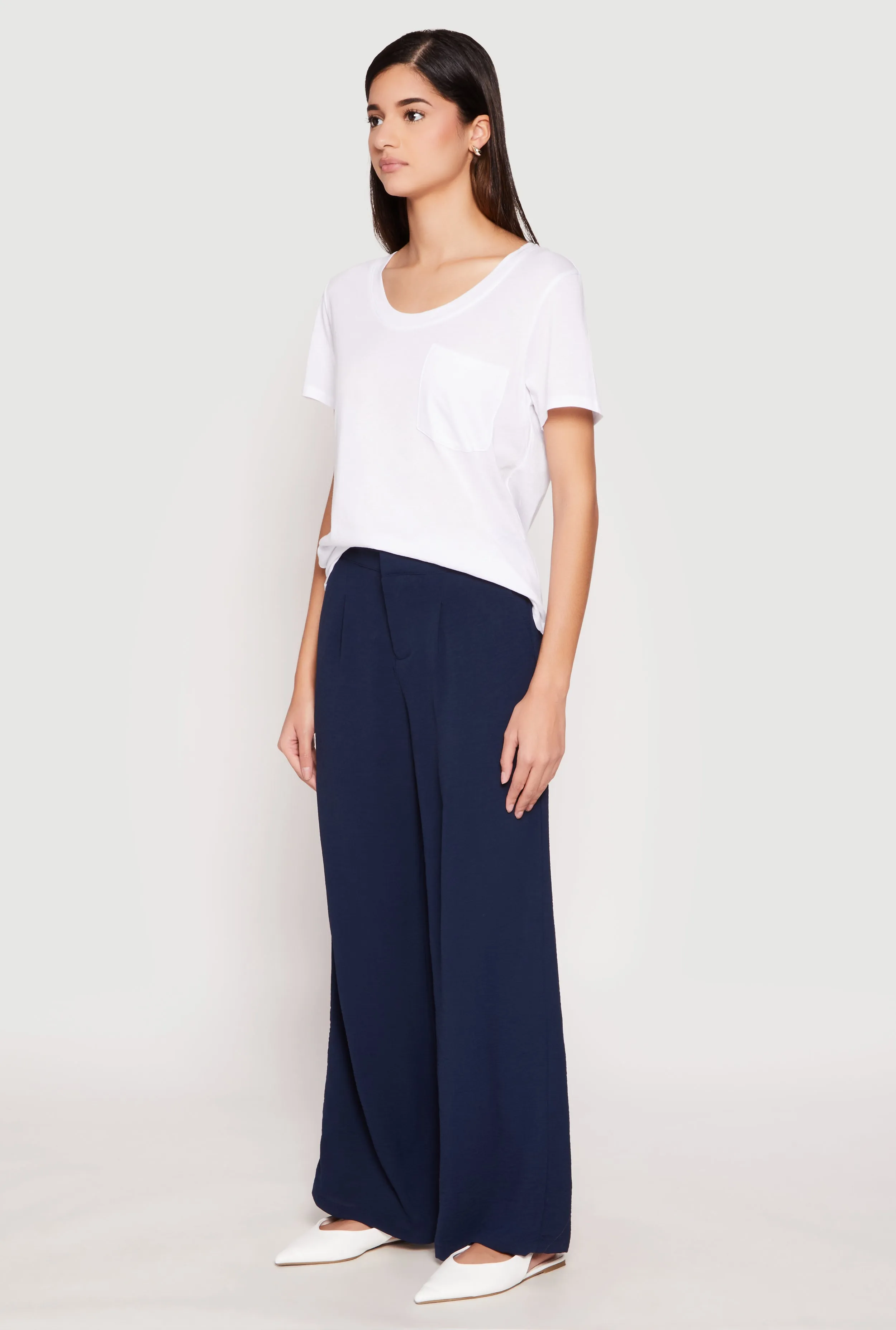 Airy Crepe Knit Wide Leg Dress Pants