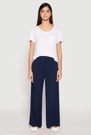 Airy Crepe Knit Wide Leg Dress Pants