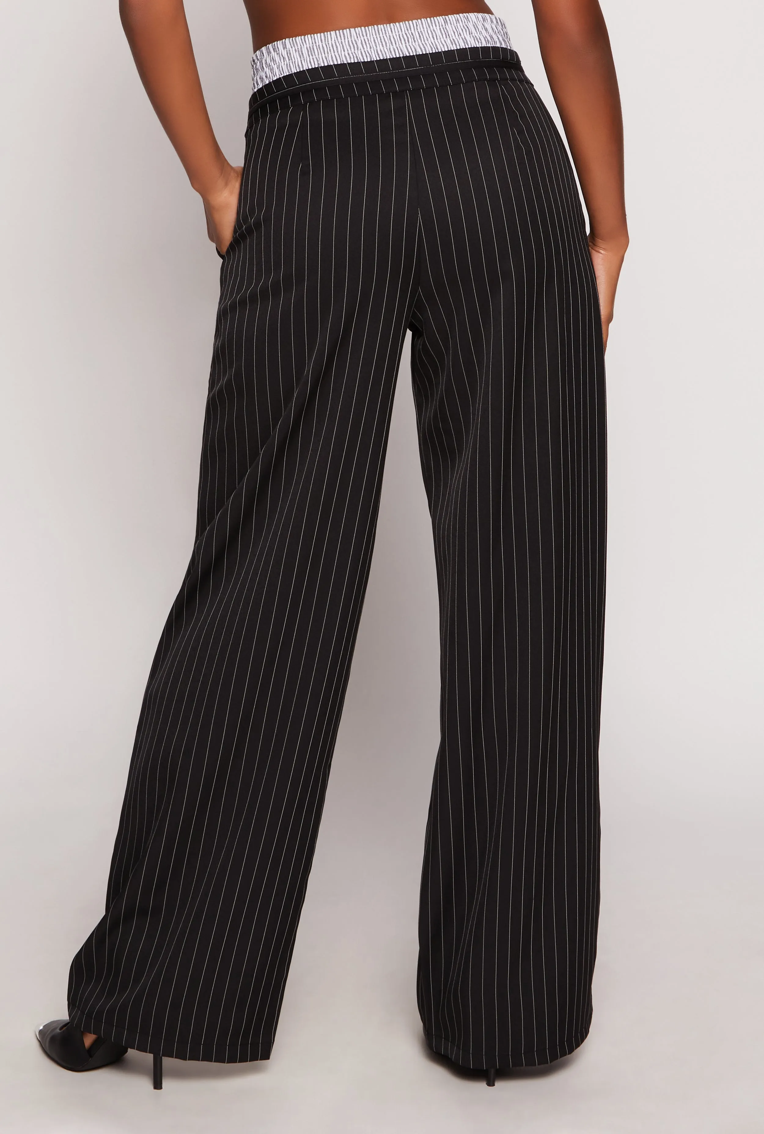 Almost Famous Boxer Detail Pinstripe Pants