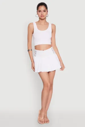 Almost Famous Raw Hem Pleated Skort