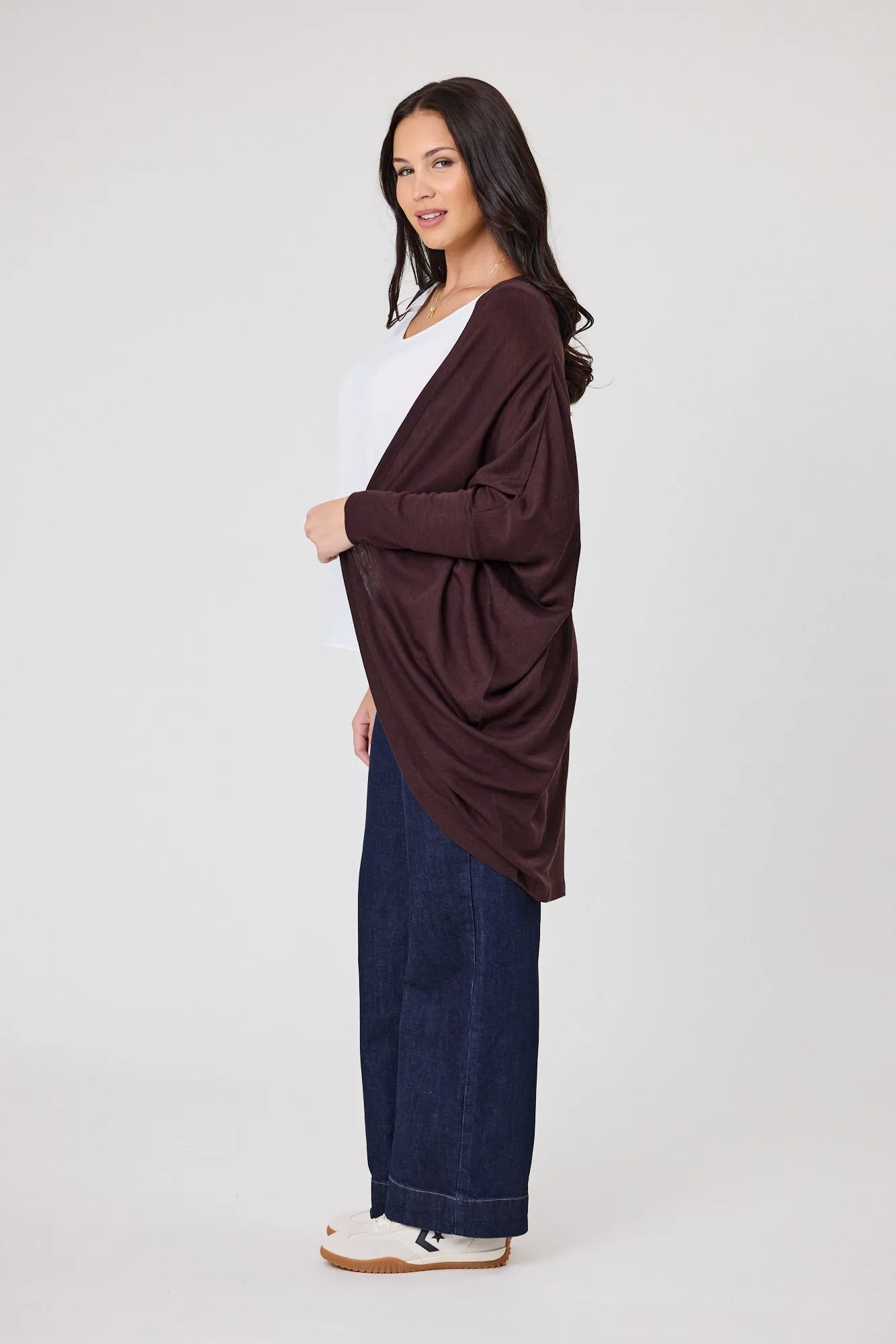 Alpine by Shine On Alaska Merino Drape Cardigan Chocolate