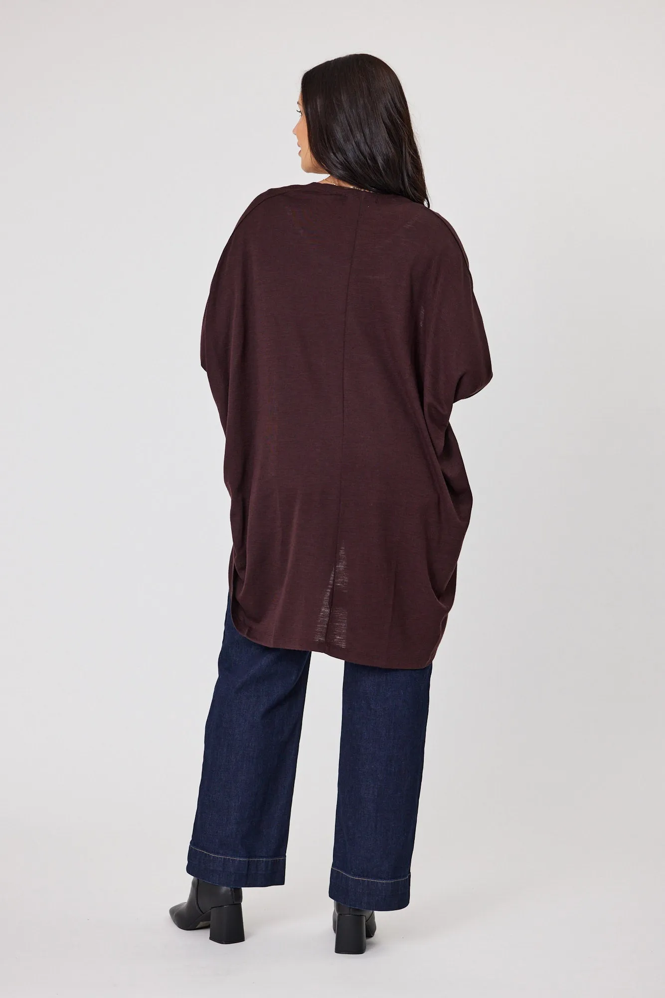 Alpine by Shine On Alaska Merino Drape Cardigan Chocolate