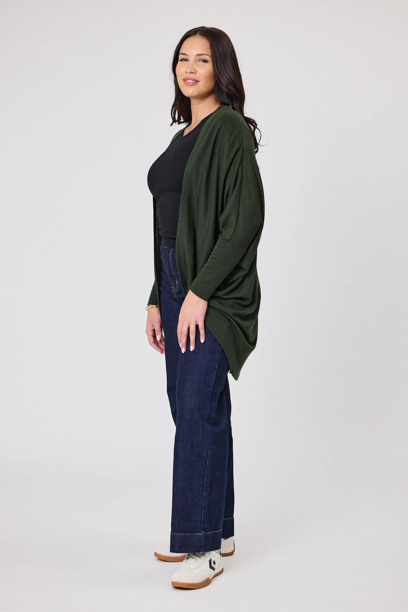 Alpine By Shine On Alaska Merino Drape Cardigan Olive