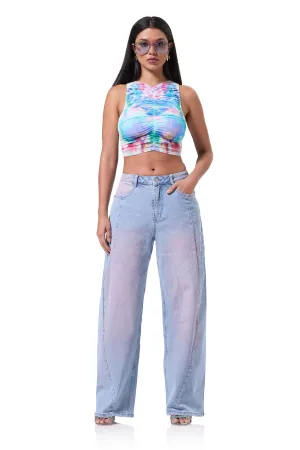 Archer Barrel Pant - Blue Pink Wash