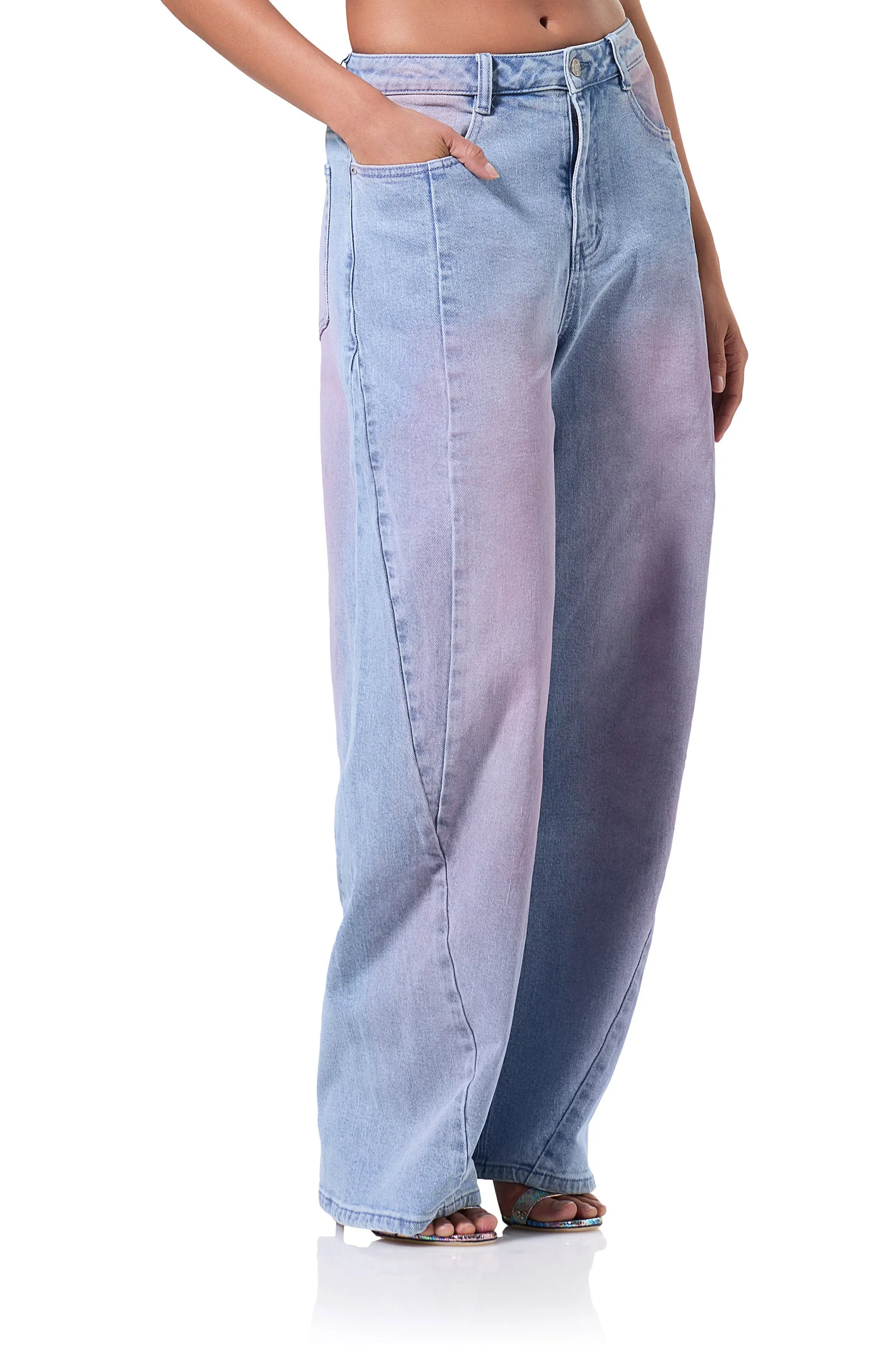 Archer Barrel Pant - Blue Pink Wash