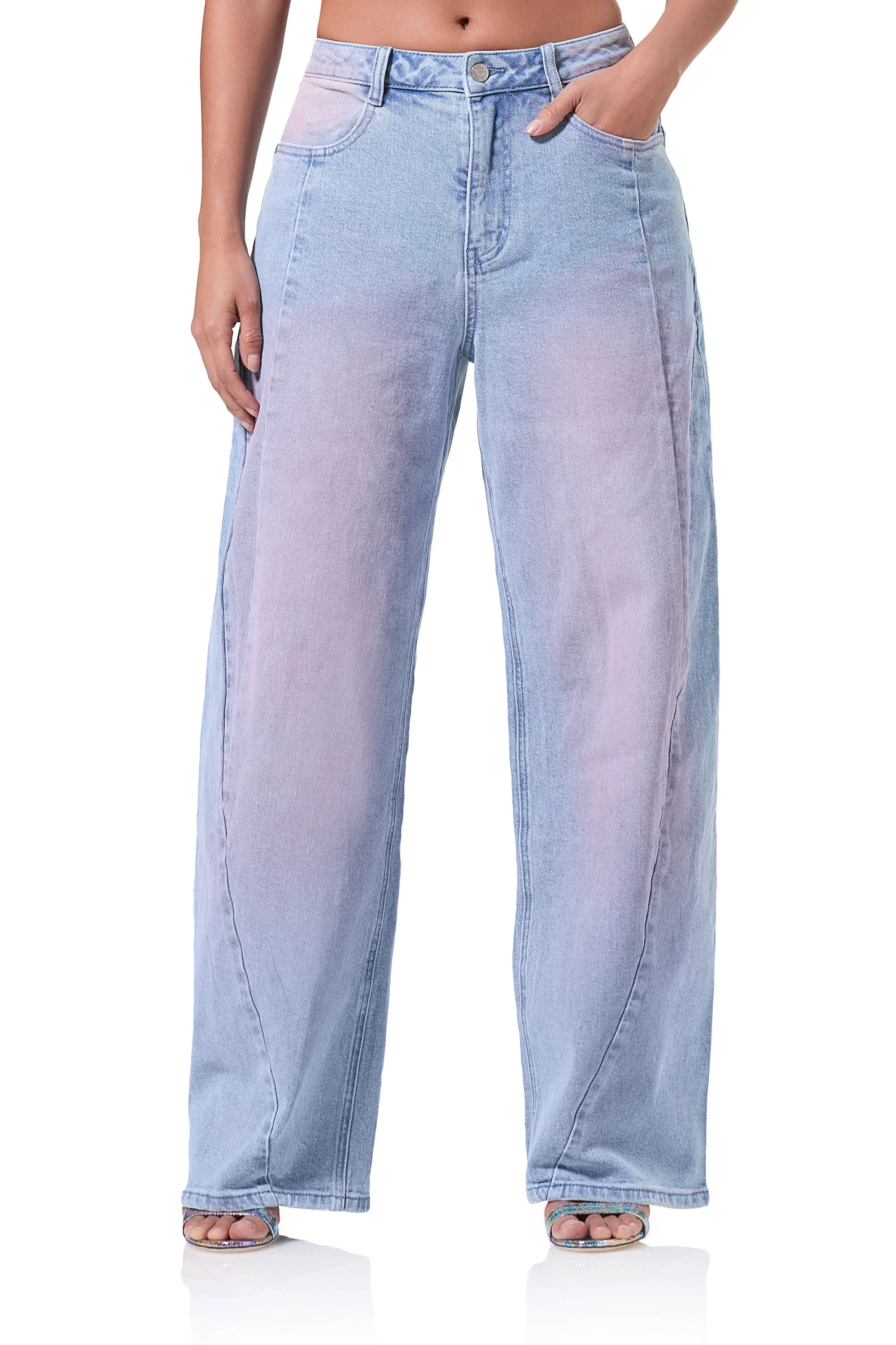 Archer Barrel Pant - Blue Pink Wash