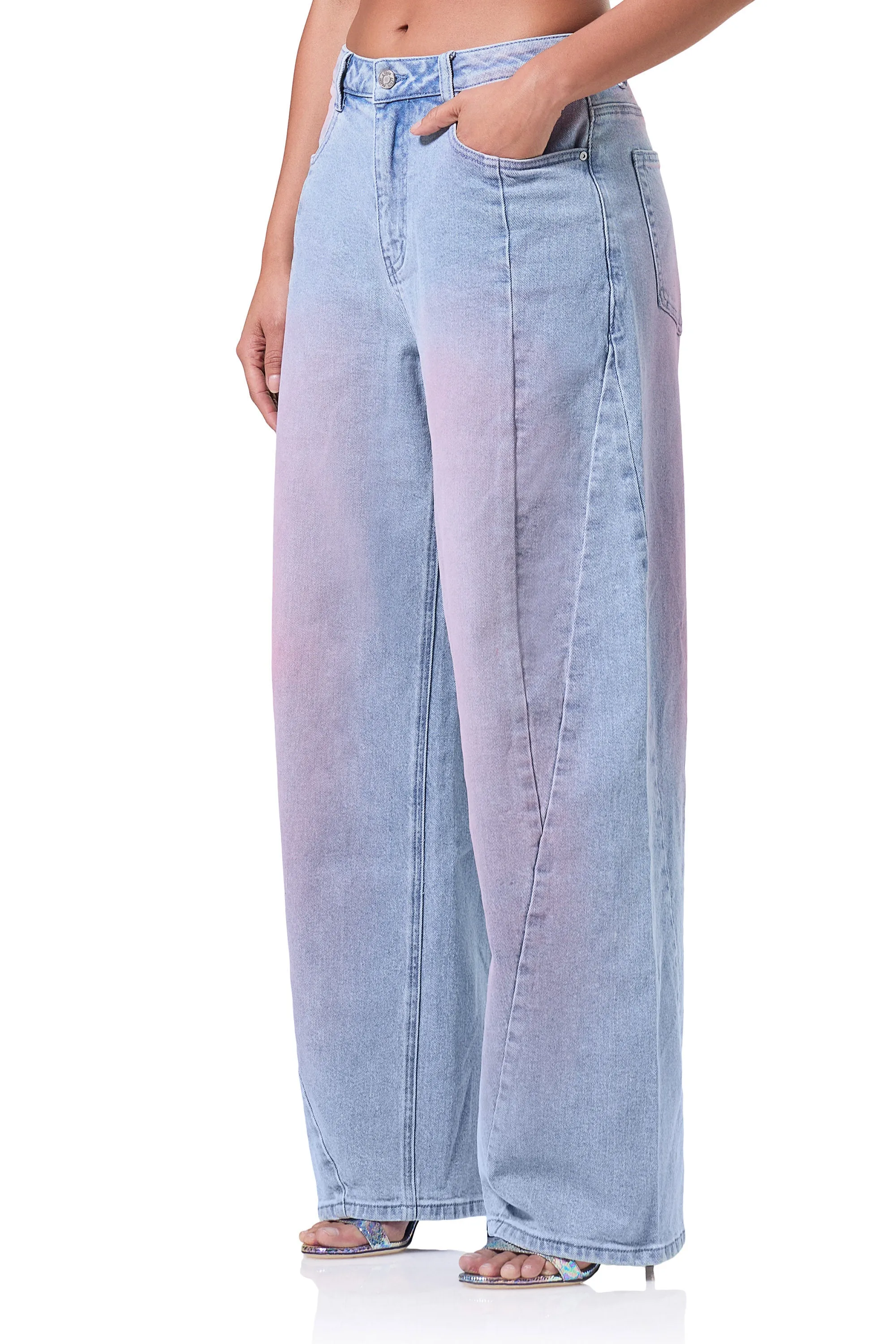 Archer Barrel Pant - Blue Pink Wash
