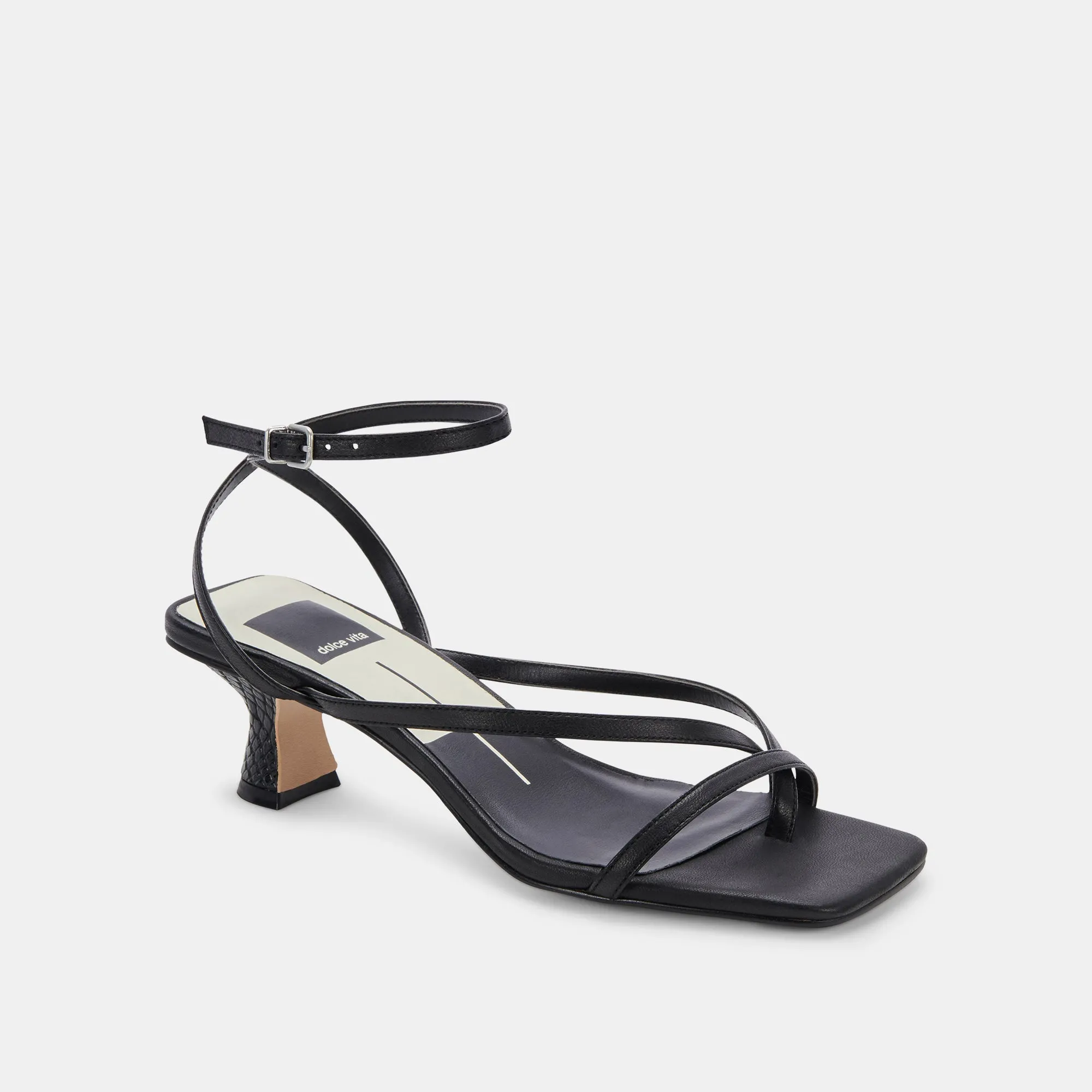 BAYLOR HEELS BLACK LEATHER - re:vita
