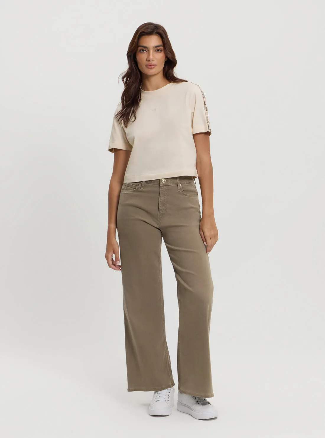 Beige Bellflower Wide Leg Pants