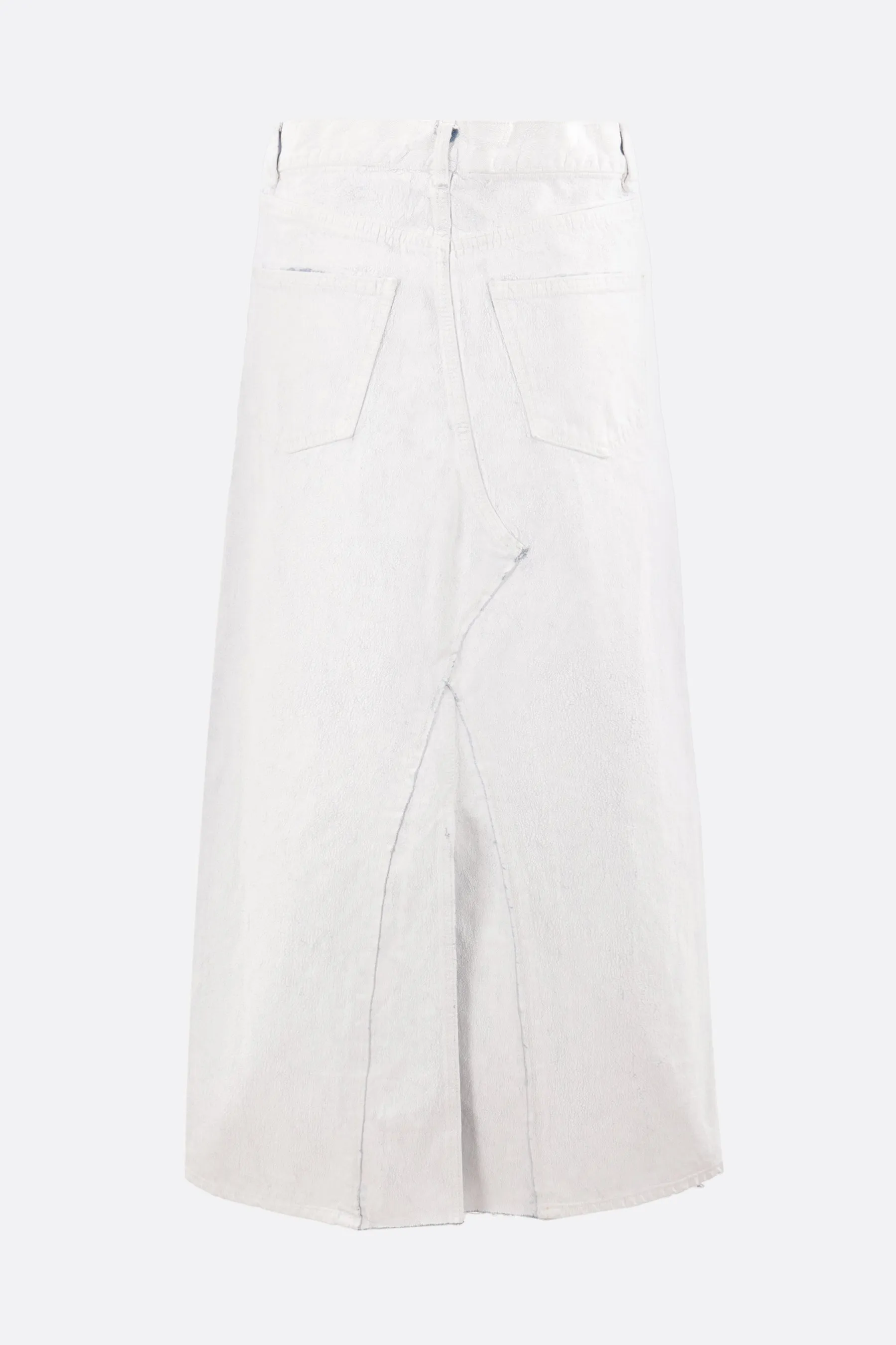 Bianchetto-treated denim long skirt