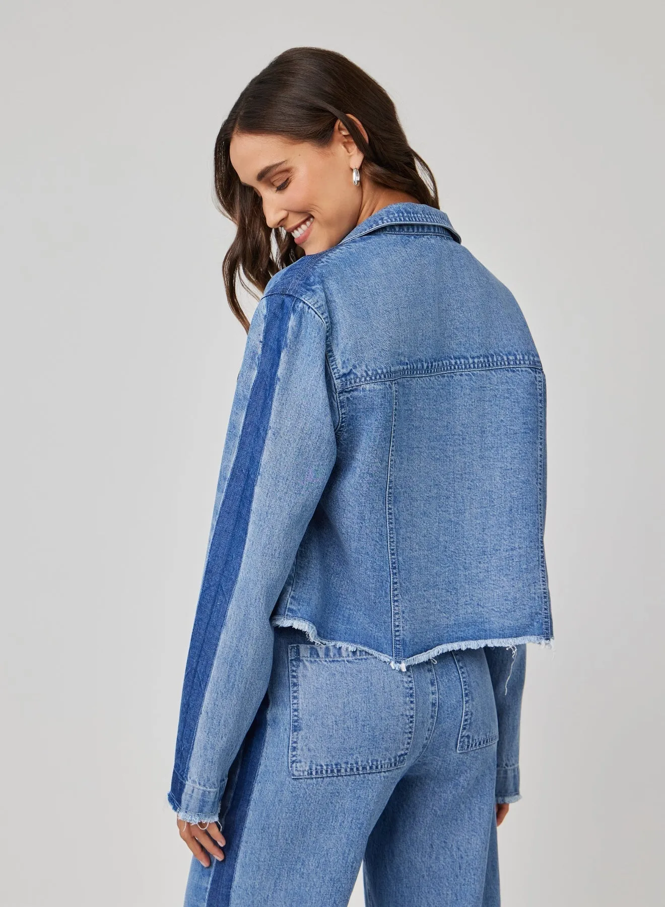 Billie Tacked Sleeve Denim Jacket - Vintage Laguna Wash