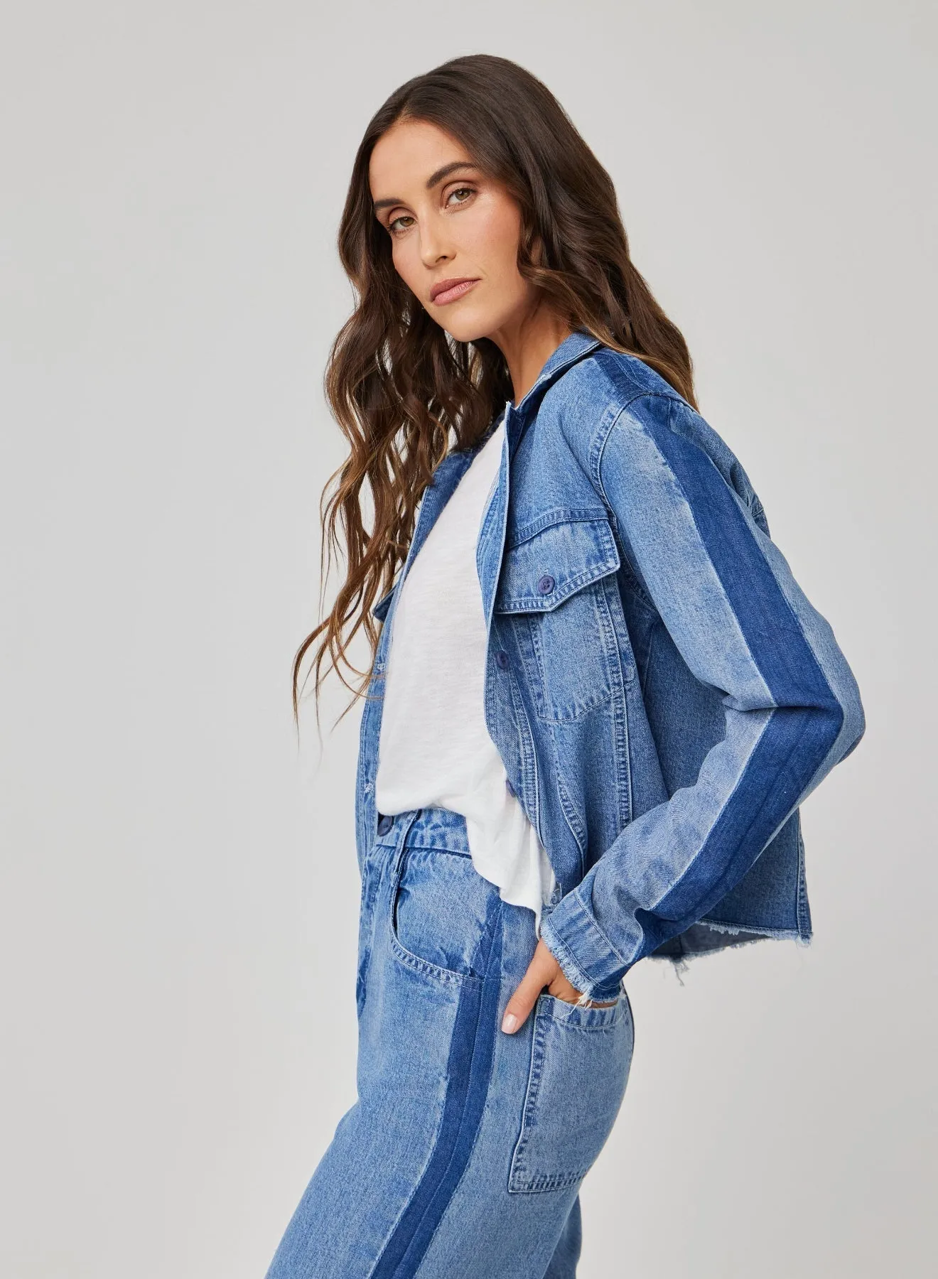 Billie Tacked Sleeve Denim Jacket - Vintage Laguna Wash