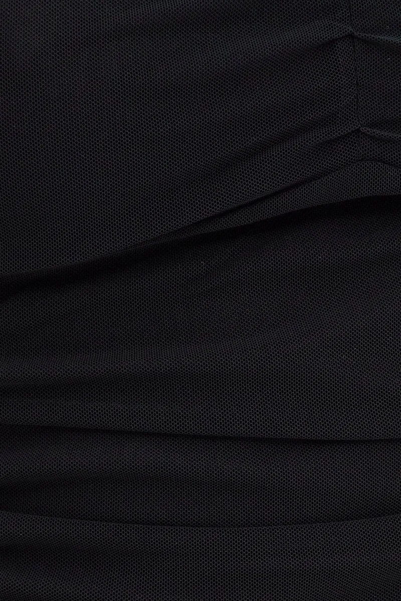 Black Abstract Singlet Lace Crop Top Ribbon Details