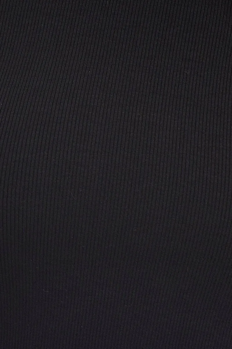 Black Asymmetric Top Ribbed