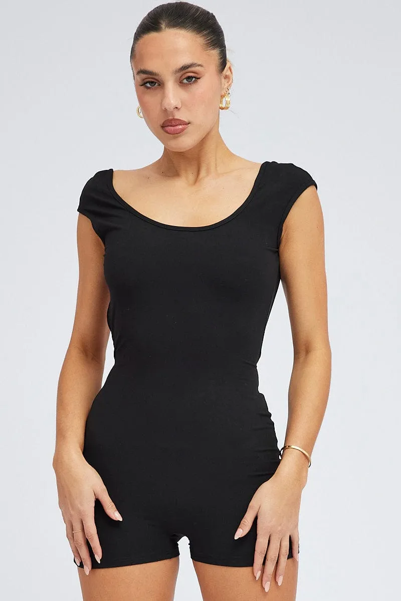 Black Backless Unitard