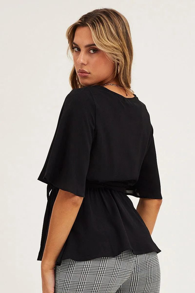 Black Bell Sleeve Top