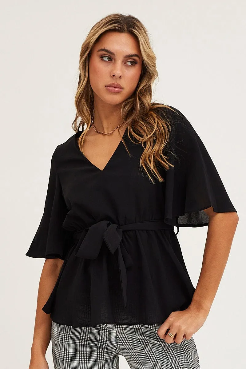 Black Bell Sleeve Top