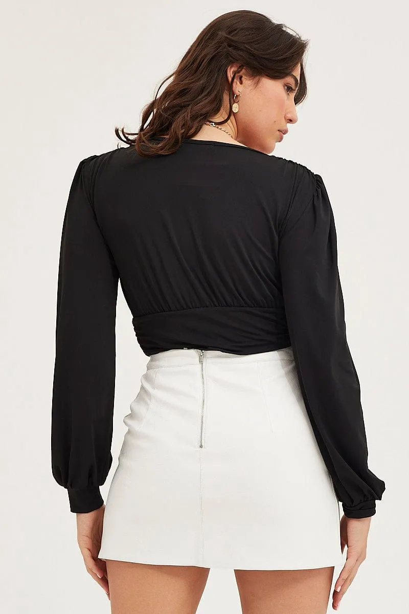 Black Bodysuit Puff Sleeve