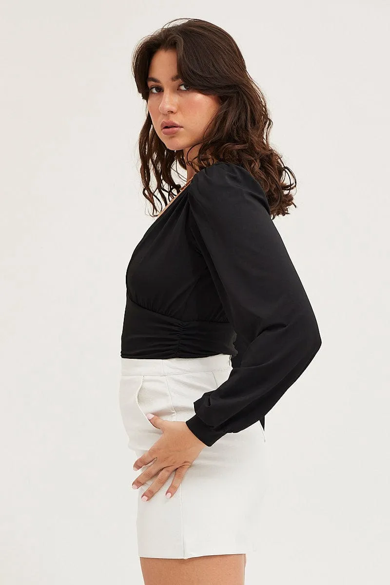Black Bodysuit Puff Sleeve