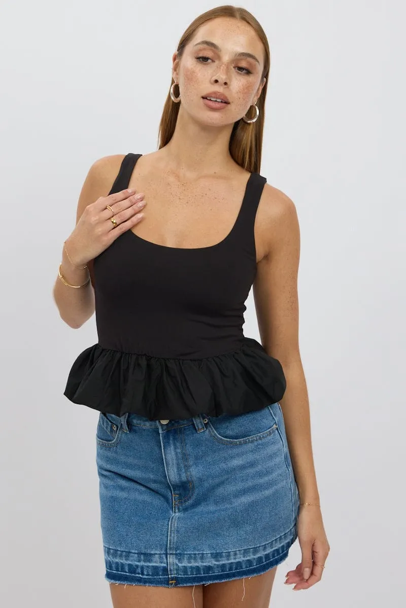 Black Bubble Top Sleeveless