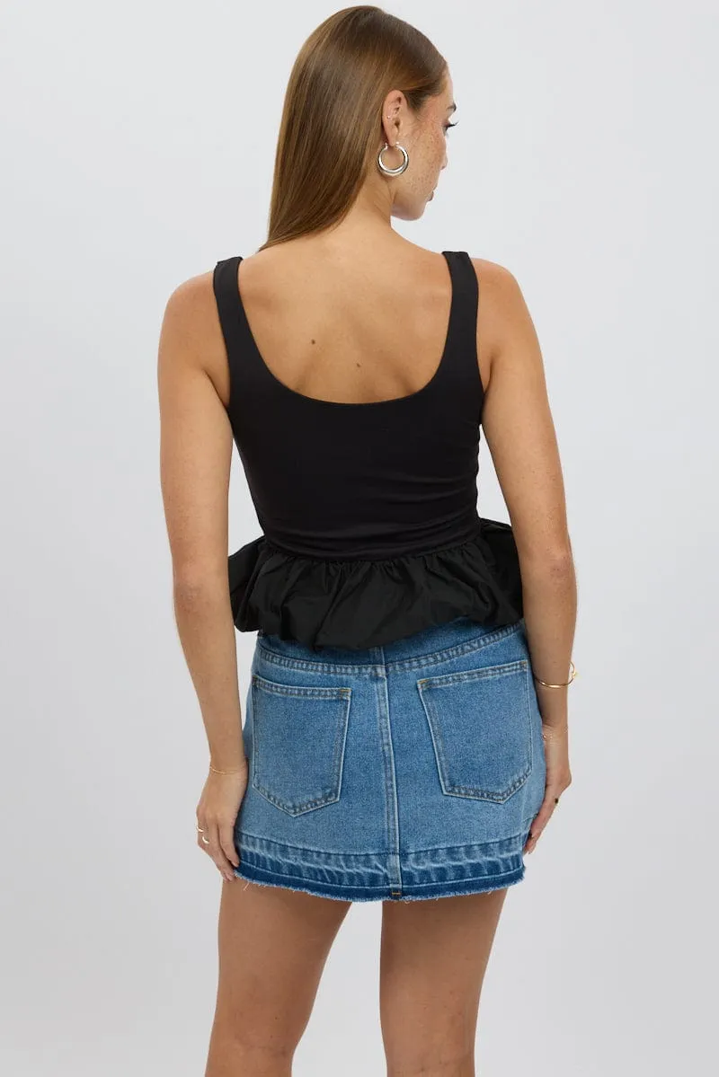 Black Bubble Top Sleeveless