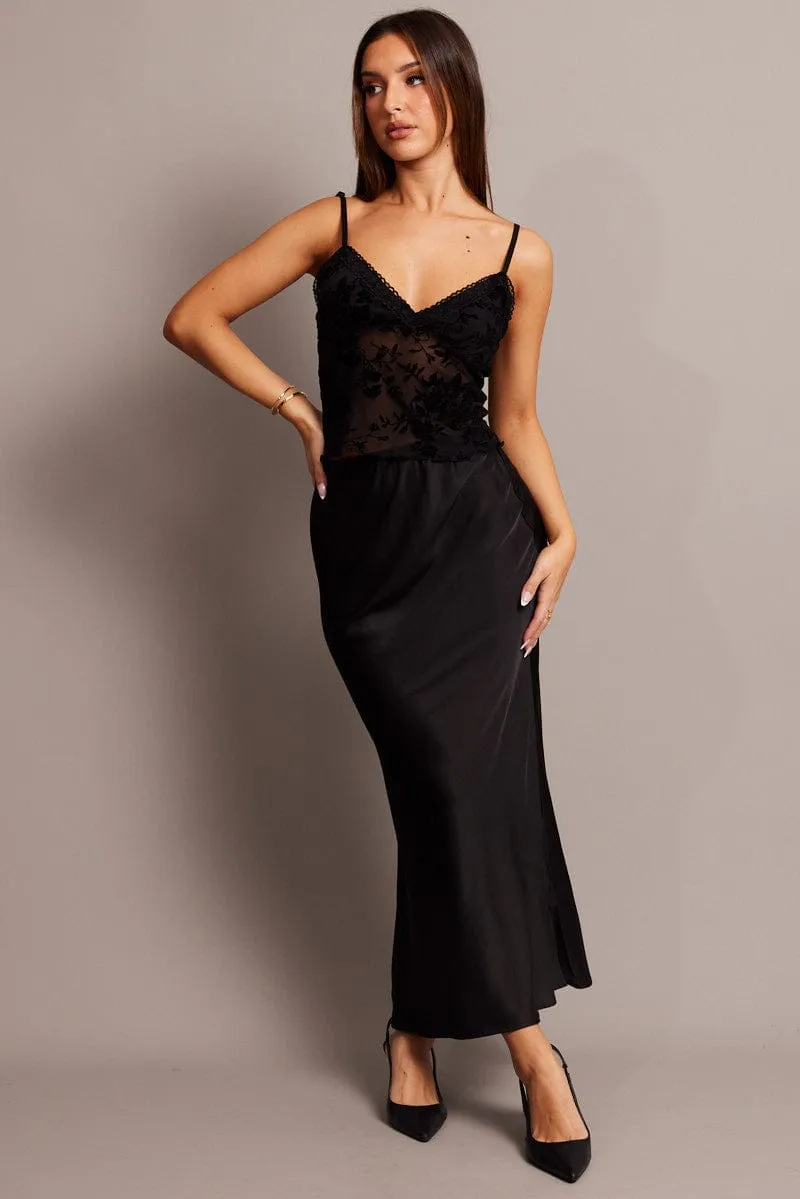 Black Burnout Singlet Top