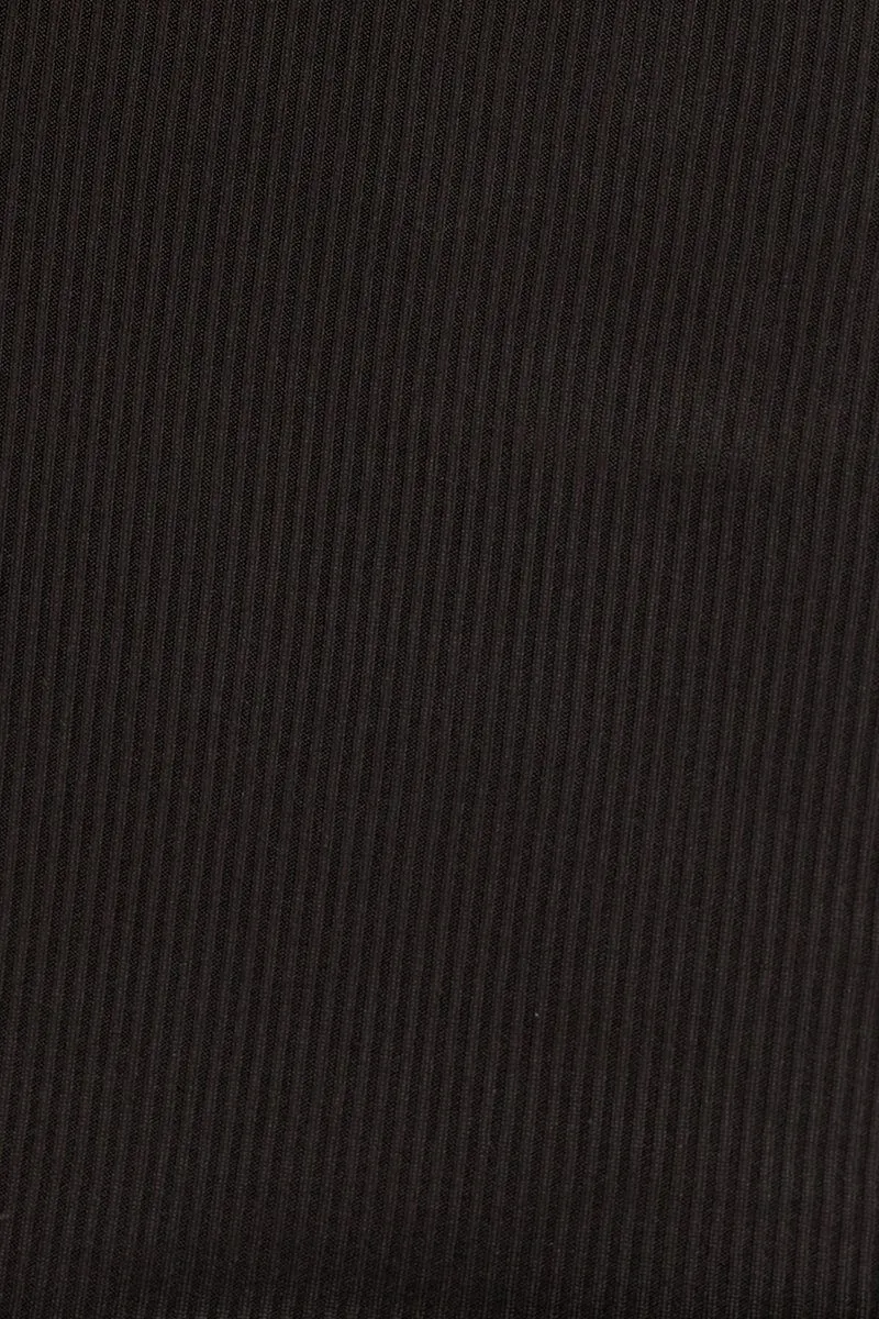 Black Button Front Rib Bodysuit