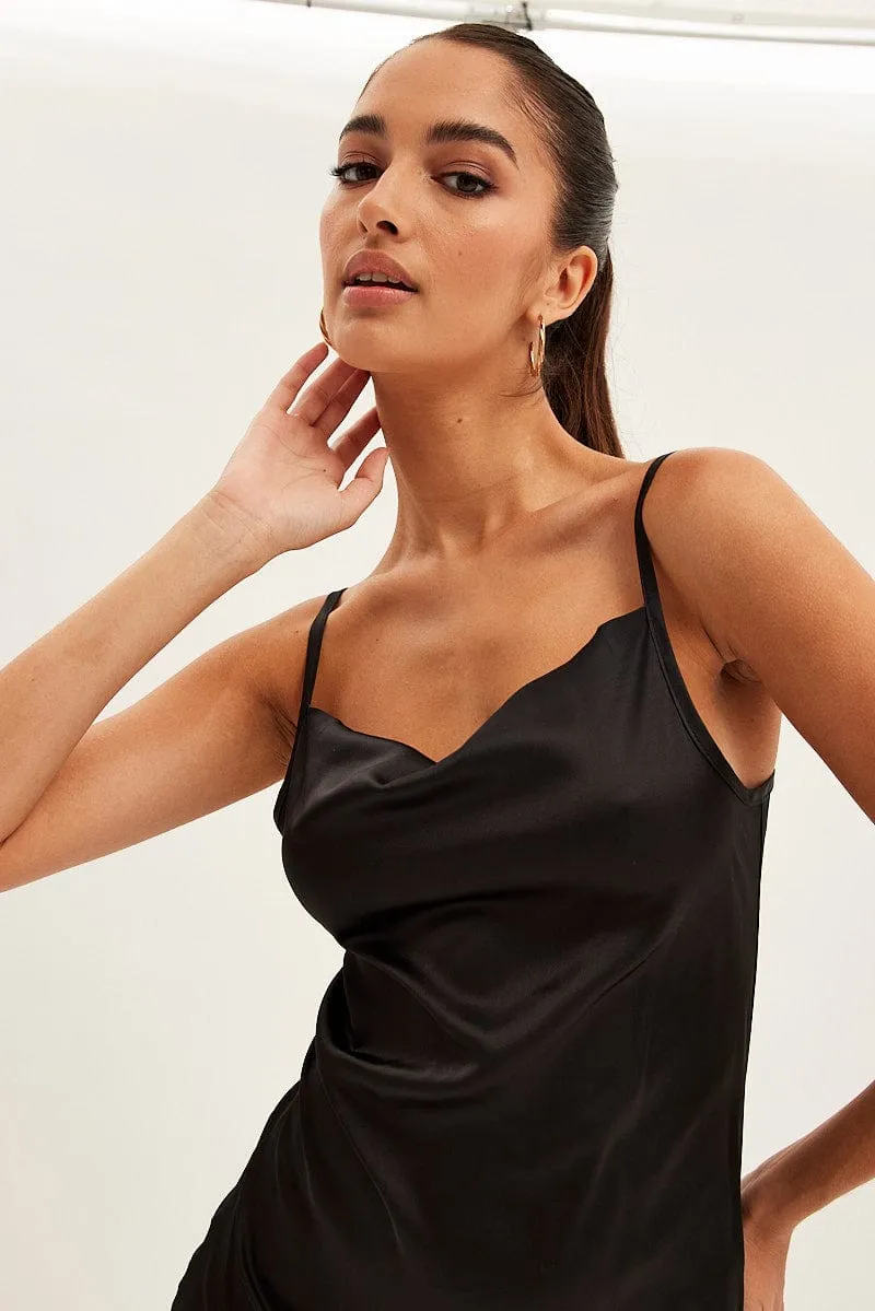 Black Cowl Neck Mini Dress
