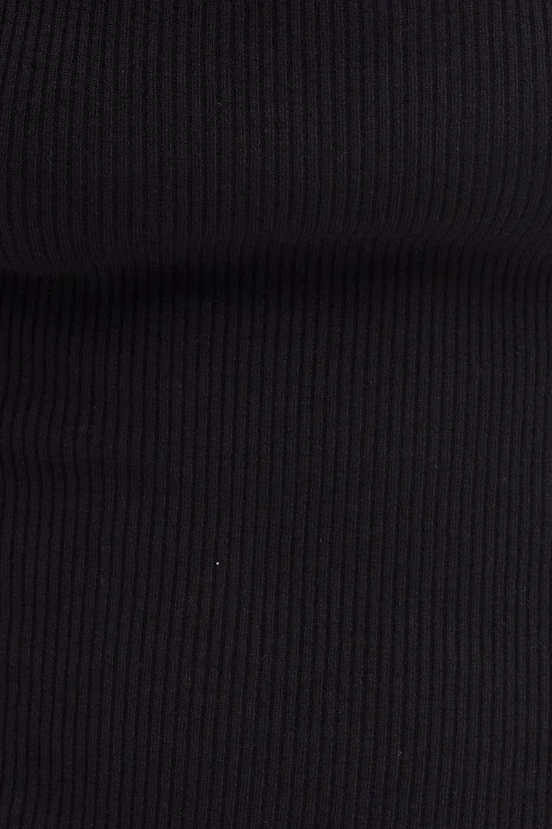 Black Dress Long Sleeve Midi Knit