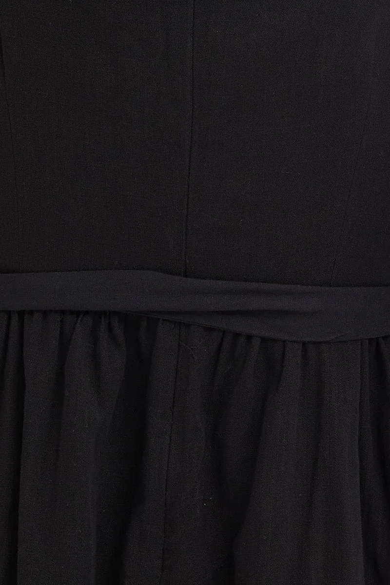 Black Dress Puff Sleeve Maxi