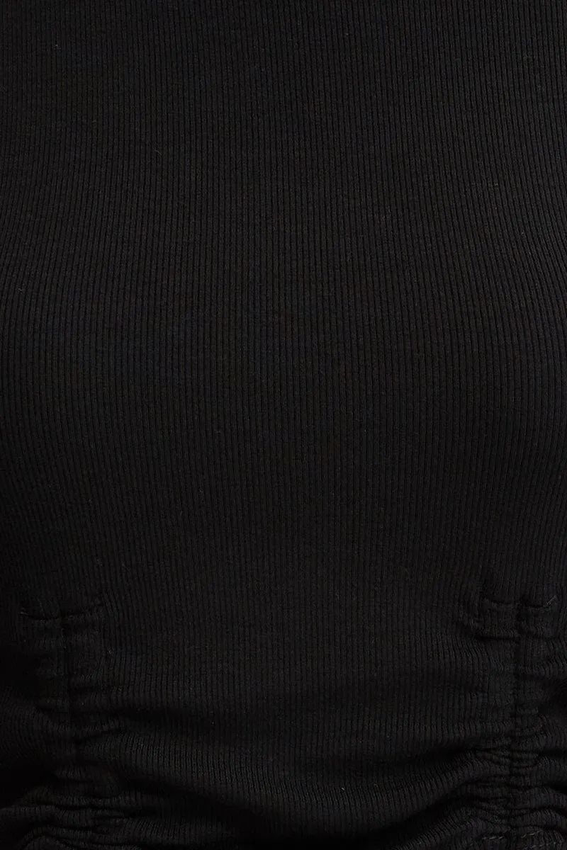 Black Jersey Top Ribbed