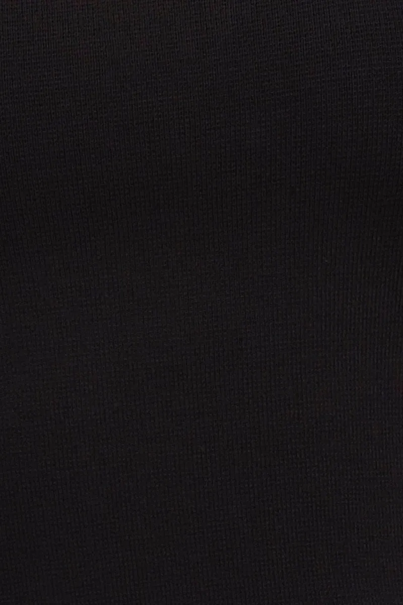 Black Knit Top Sleeveless Crop Square Neck