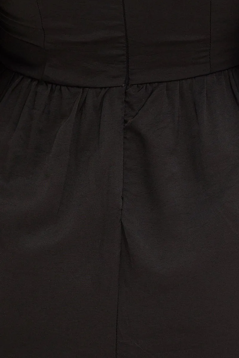 Black Long Sleeve A-Line Mini Dress