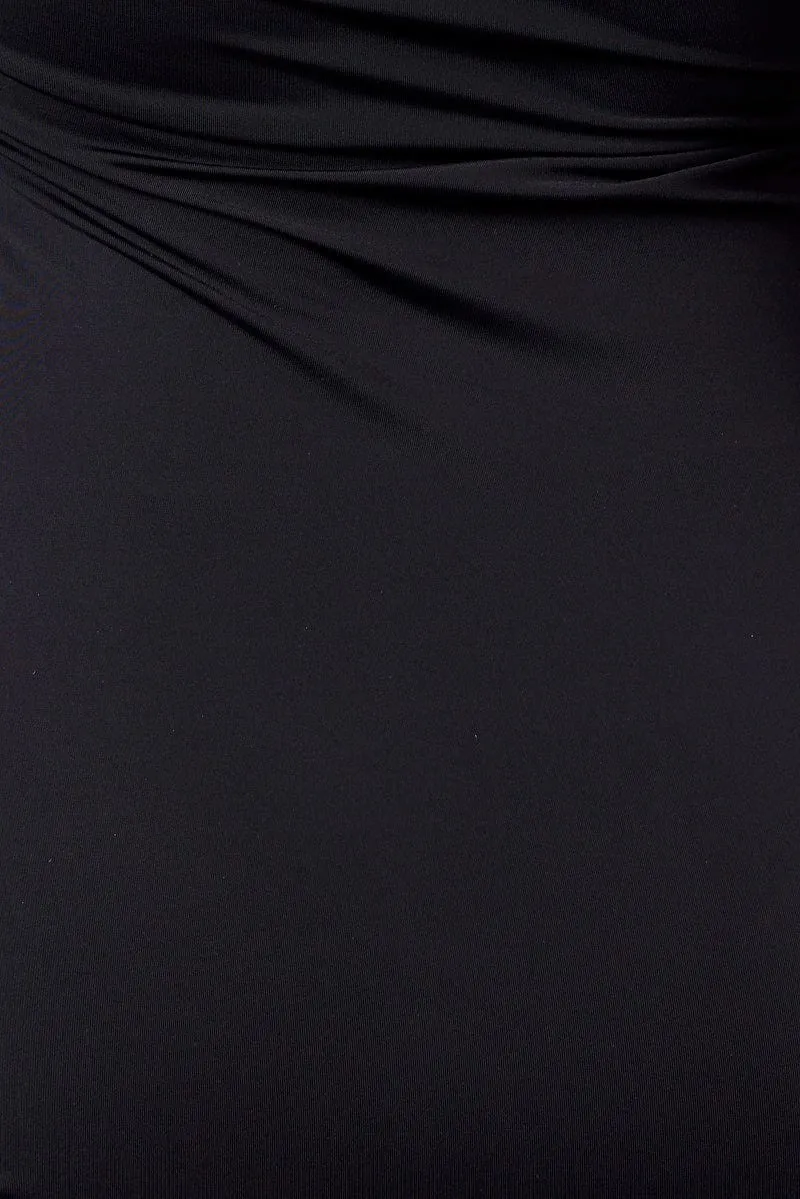 Black Maxi Dress Strappy Flared Sleeve Bodycon Dress