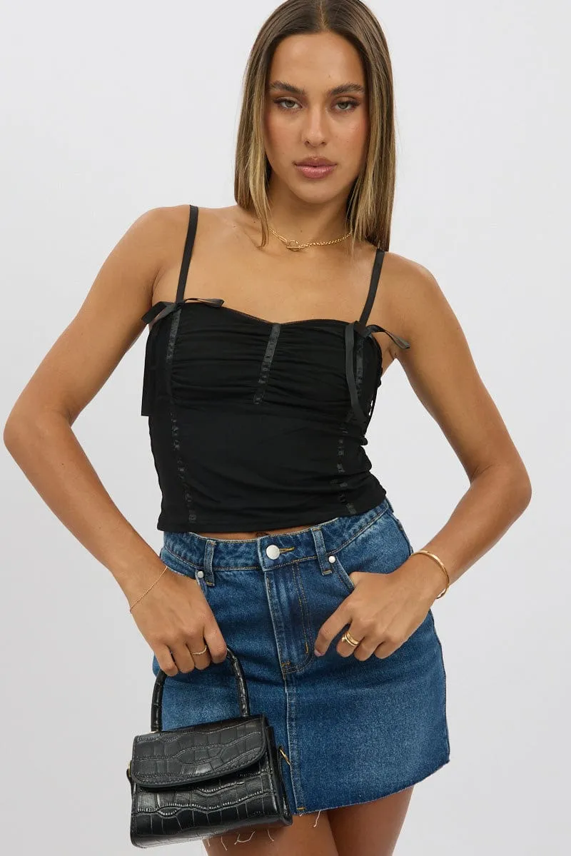 Black Mesh Singlet Top
