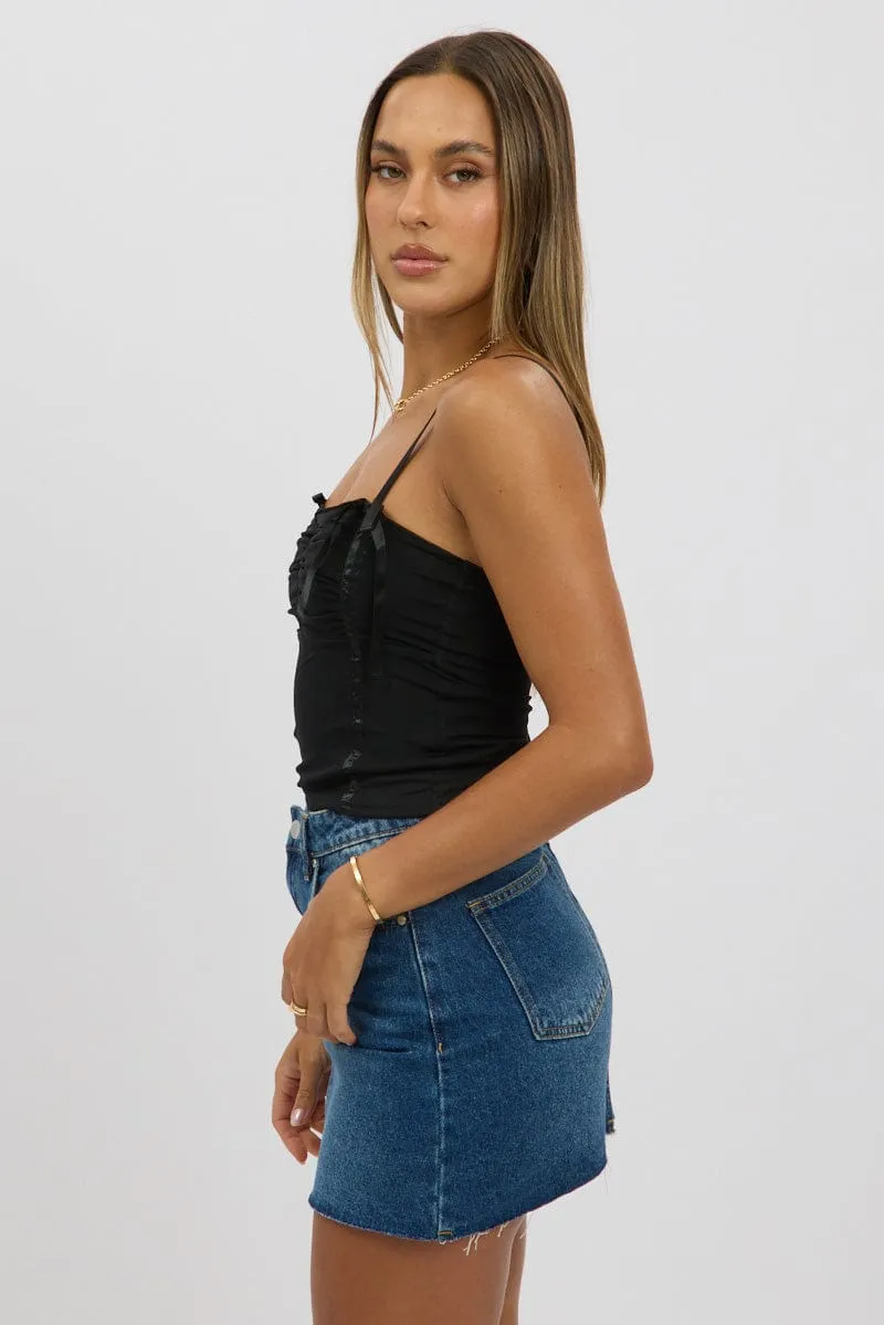 Black Mesh Singlet Top