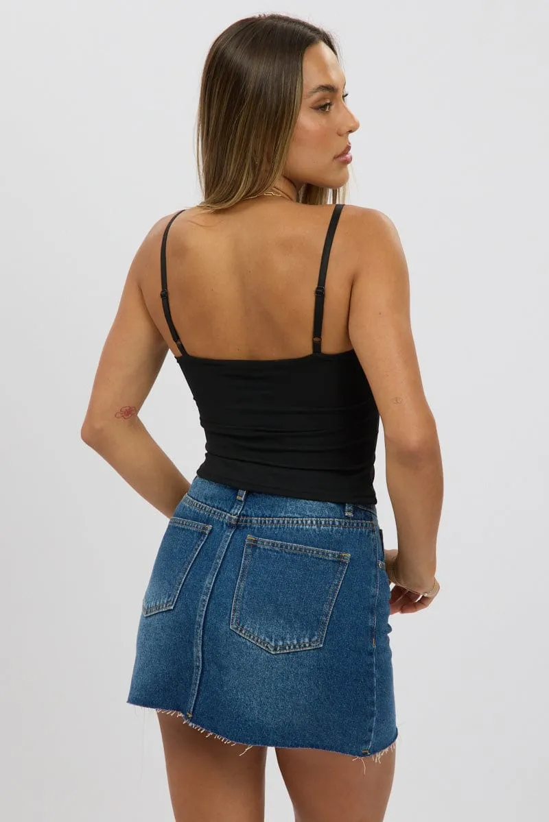 Black Mesh Singlet Top