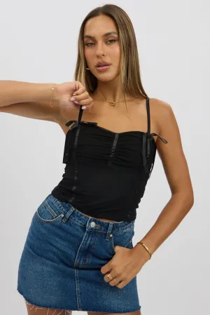 Black Mesh Singlet Top