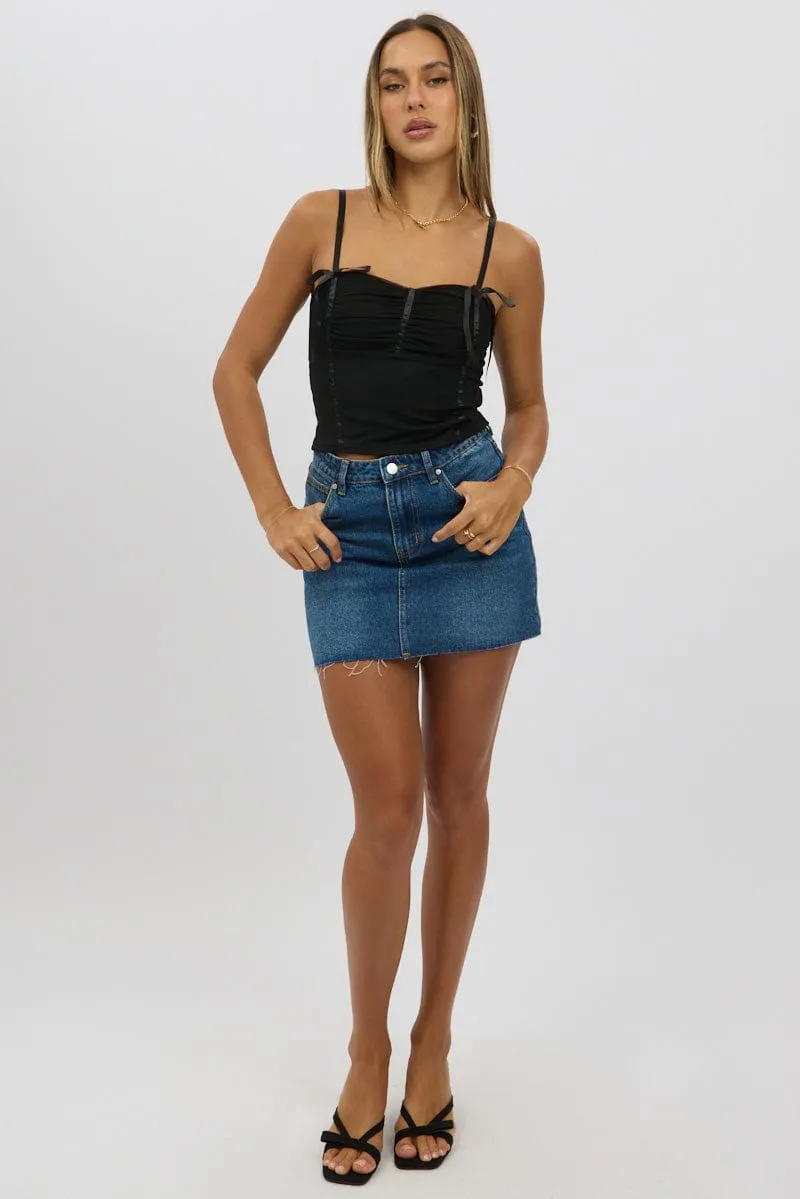 Black Mesh Singlet Top