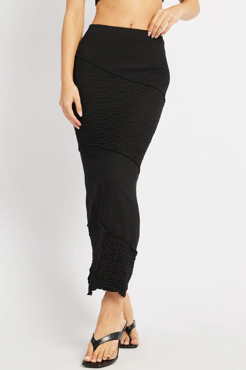 Black Midi Skirt Texture
