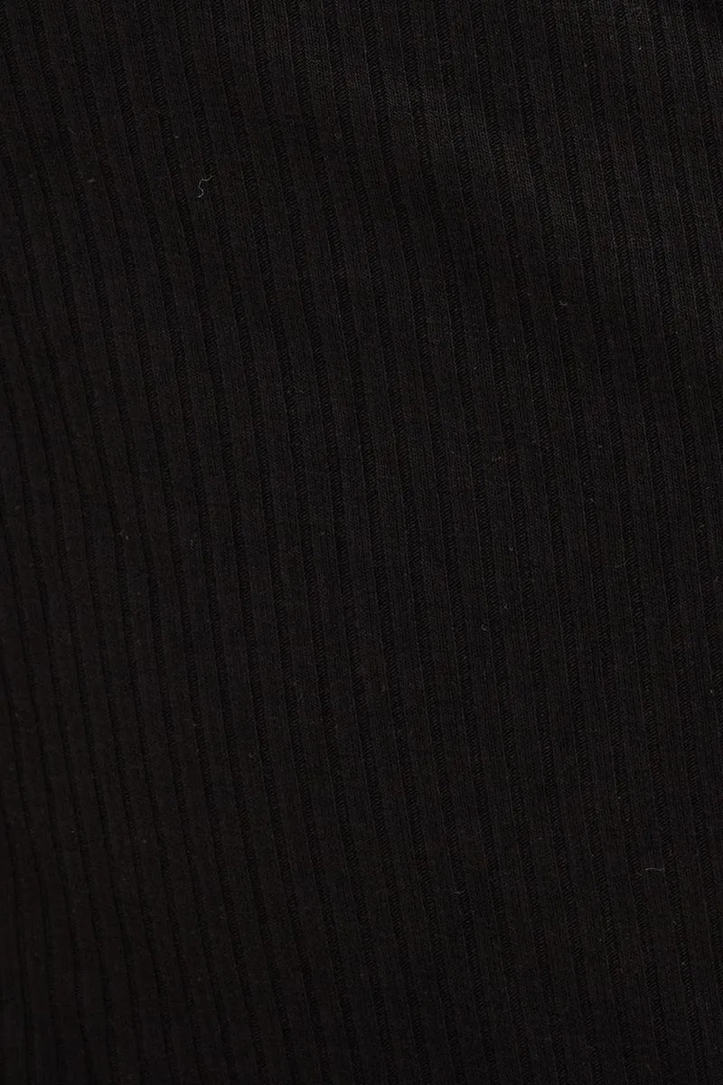 Black Off Shoulder Rib Bodysuit
