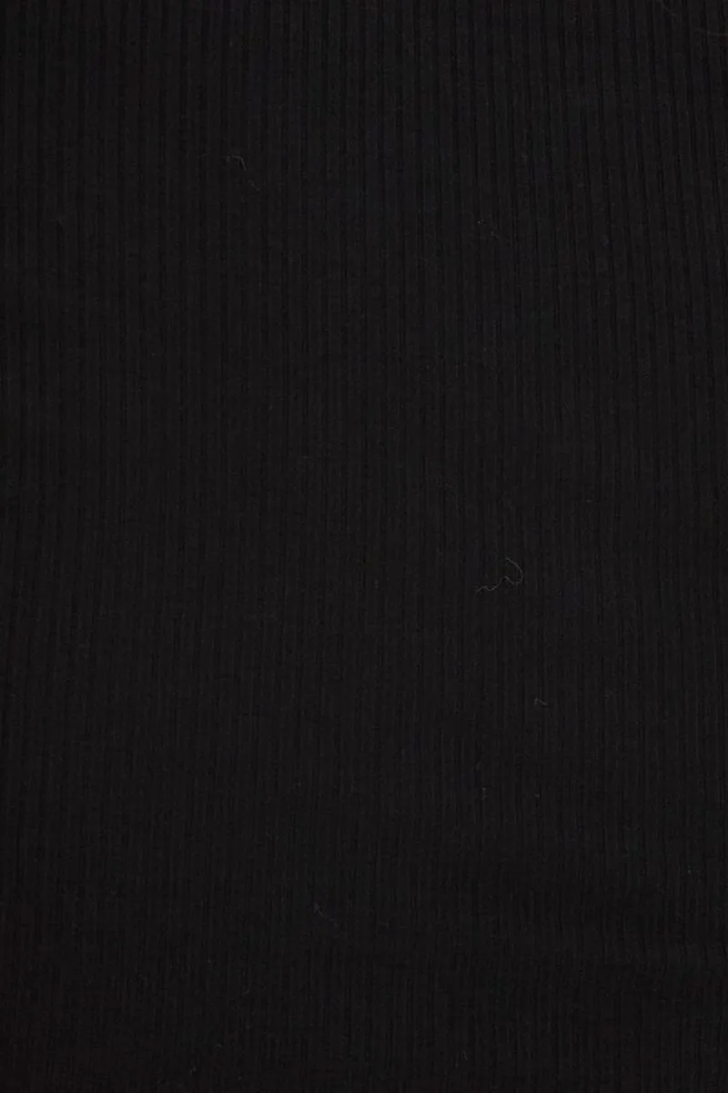 Black Rib Crop Top Long Sleeve