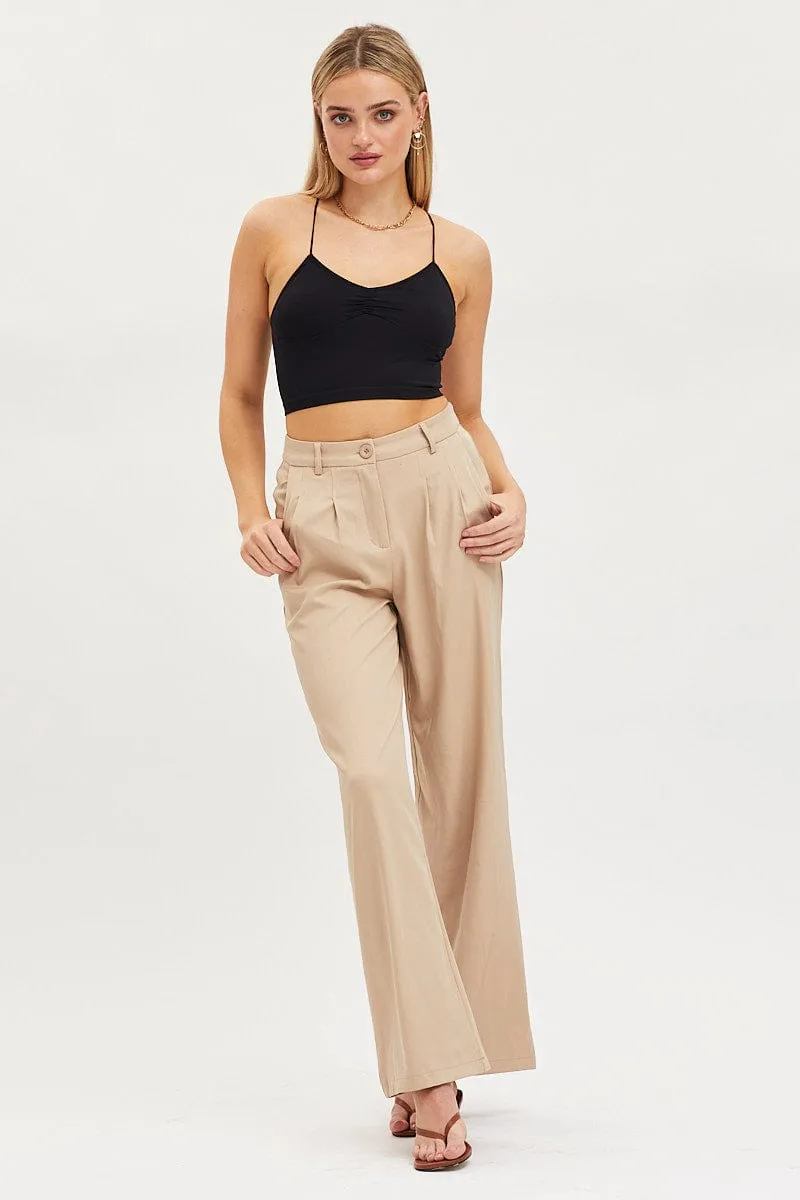 Black Singlet Crop Top Seamless