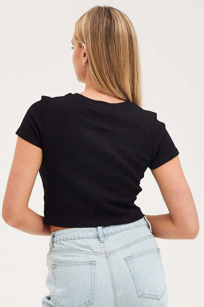 Black T Shirt Short Sleeve Crew Neck