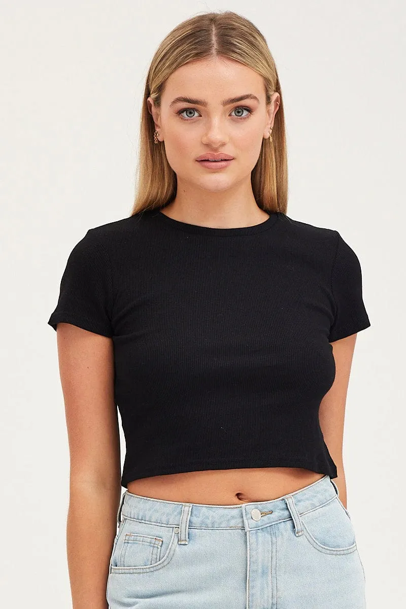 Black T Shirt Short Sleeve Crew Neck