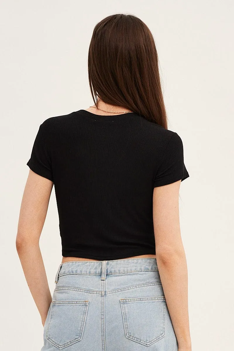 Black T Shirt Short Sleeve Crew Neck